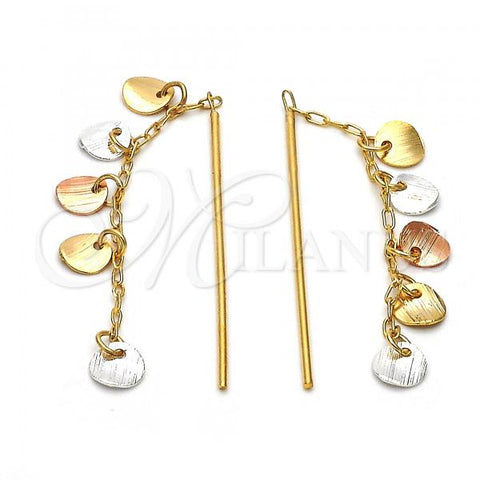 Oro Laminado Chandelier Earring, Gold Filled Style Polished, Tricolor, 02.32.0132