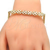 Oro Laminado Fancy Bracelet, Gold Filled Style Flower Design, Polished, Golden Finish, 03.311.0001.08