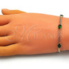 Oro Laminado Fancy Bracelet, Gold Filled Style with Green Cubic Zirconia, Polished, Golden Finish, 03.213.0166.07