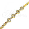 Oro Laminado Fancy Bracelet, Gold Filled Style with White Micro Pave, Polished, Golden Finish, 03.283.0138.08