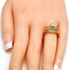 Gold Tone Multi Stone Ring, with White Cubic Zirconia, Polished, Golden Finish, 01.199.0003.09.GT (Size 9)