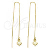 Oro Laminado Threader Earring, Gold Filled Style Leaf Design, Golden Finish, 5.116.003