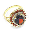 Oro Laminado Multi Stone Ring, Gold Filled Style with Garnet Cubic Zirconia, Polished, Golden Finish, 01.346.0021.2.09