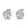 Sterling Silver Stud Earring, with White Micro Pave, Polished, Rhodium Finish, 02.336.0036