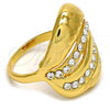 Oro Laminado Multi Stone Ring, Gold Filled Style with White Crystal, Polished, Golden Finish, 01.241.0002.07 (Size 7)