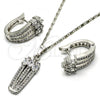 Rhodium Plated Earring and Pendant Adult Set, with White Cubic Zirconia, Polished, Rhodium Finish, 10.217.0006