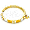 Oro Laminado Individual Bangle, Gold Filled Style Butterfly Design, with White Crystal, Yellow Enamel Finish, Golden Finish, 07.254.0001.03 (06 MM Thickness, Size 3 - 2.00 Diameter)