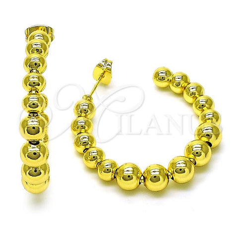 Oro Laminado Medium Hoop, Gold Filled Style Ball Design, Polished, Golden Finish, 02.368.0101.35