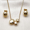 Oro Laminado Earring and Pendant Adult Set, Gold Filled Style Ball and Box Design, Polished, Golden Finish, 10.282.0003