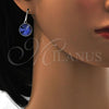 Rhodium Plated Dangle Earring, with Blue Zircon Swarovski Crystals, Polished, Rhodium Finish, 02.239.0001.5