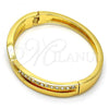 Oro Laminado Individual Bangle, Gold Filled Style with White Crystal, Polished, Golden Finish, 07.252.0041.05 (06 MM Thickness, Size 5 - 2.50 Diameter)