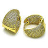 Oro Laminado Huggie Hoop, Gold Filled Style with White Micro Pave, Polished, Golden Finish, 02.341.0218.20