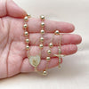 Oro Laminado Medium Rosary, Gold Filled Style Guadalupe and Crucifix Design, with White Micro Pave, Polished, Golden Finish, 09.213.0069.24