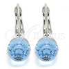 Rhodium Plated Leverback Earring, Disco Design, with Aquamarine Swarovski Crystals, Polished, Rhodium Finish, 02.239.0010.1