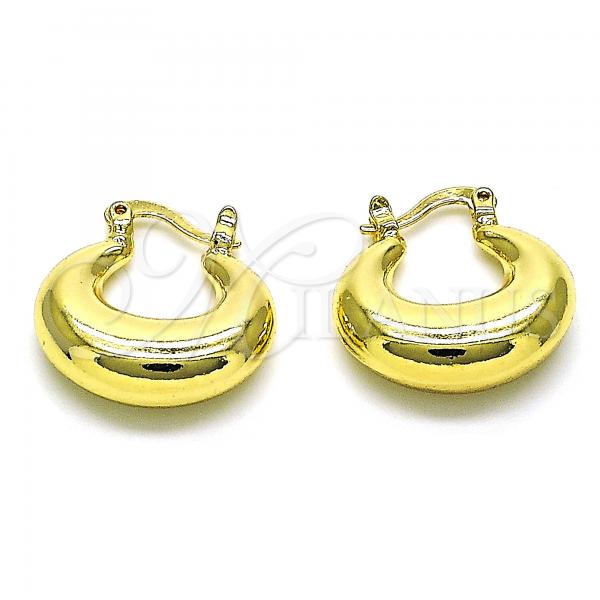 Oro Laminado Small Hoop, Gold Filled Style Hollow Design, Polished, Golden Finish, 02.163.0158.20