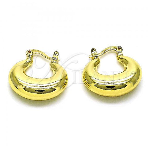 Oro Laminado Small Hoop, Gold Filled Style Hollow Design, Polished, Golden Finish, 02.163.0158.20