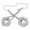 Sterling Silver Long Earring, Flower Design, Polished, Rhodium Finish, 02.183.0029