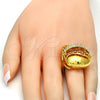 Oro Laminado Multi Stone Ring, Gold Filled Style with White Crystal, Polished, Golden Finish, 01.241.0055.10 (Size 10)