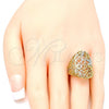 Oro Laminado Elegant Ring, Gold Filled Style Flower Design, Polished, Tricolor, 01.100.0012.08 (Size 8)