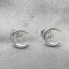Sterling Silver Stud Earring, Moon Design, Polished, Silver Finish, 02.392.0014