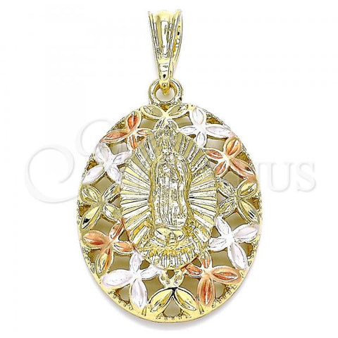 Oro Laminado Religious Pendant, Gold Filled Style Polished, Tricolor, 05.380.0080
