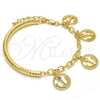 Oro Laminado Charm Bracelet, Gold Filled Style Anchor and Hollow Design, Diamond Cutting Finish, Golden Finish, 03.63.1818.08