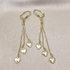 Oro Laminado Long Earring, Gold Filled Style Heart Design, Golden Finish, 5.087.006