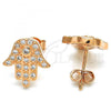 Sterling Silver Stud Earring, Hand of God Design, with White Cubic Zirconia, Polished, Rose Gold Finish, 02.336.0095.1