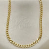 Oro Laminado Basic Necklace, Gold Filled Style Pave Cuban Design, Polished, Golden Finish, 04.213.0118.22