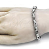 Stainless Steel Fancy Bracelet, Greek Key Design, Polished, Steel Finish, 03.350.0003.09