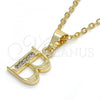 Oro Laminado Fancy Pendant, Gold Filled Style Initials Design, with White Cubic Zirconia, Polished, Golden Finish, 05.26.0013