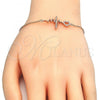 Sterling Silver Fancy Bracelet, Heart Design, with White Cubic Zirconia, Polished, Rose Gold Finish, 03.336.0045.1.07