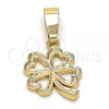 Oro Laminado Fancy Pendant, Gold Filled Style Four-leaf Clover Design, Polished, Golden Finish, 5.179.036