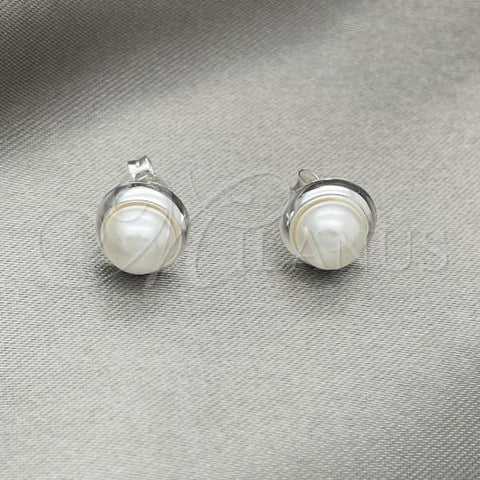 Sterling Silver Stud Earring, with Ivory Pearl, Polished, Silver Finish, 02.408.0086.08