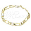 Oro Laminado Basic Bracelet, Gold Filled Style Figaro Design, Polished, Golden Finish, 04.63.1412.07