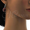 Rhodium Plated Dangle Earring, Teardrop Design, with Rose Peach Swarovski Crystals, Polished, Rhodium Finish, 02.239.0016.4