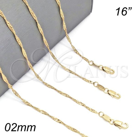 Oro Laminado Basic Necklace, Gold Filled Style Singapore Design, Polished, Golden Finish, 5.223.028.16