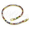 Oro Laminado Charm Bracelet, Gold Filled Style with Multicolor Cubic Zirconia, Polished, Golden Finish, 03.130.0001.8.07