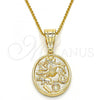 Oro Laminado Fancy Pendant, Gold Filled Style Owl and Elephant Design, Polished, Golden Finish, 05.120.0072