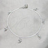 Sterling Silver Fancy Anklet, Dolphin Design, Polished, Silver Finish, 03.409.0053.10