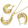 Oro Laminado Earring and Pendant Adult Set, Gold Filled Style Polished, Golden Finish, 10.163.0006