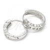 Sterling Silver Huggie Hoop, with White Cubic Zirconia, Polished, Rhodium Finish, 02.332.0009.15