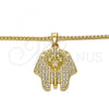 Oro Laminado Pendant Necklace, Gold Filled Style with White Crystal, Polished, Golden Finish, 04.242.0061.30