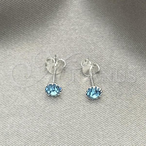 Sterling Silver Stud Earring, with Aquamarine Cubic Zirconia, Polished, Silver Finish, 02.397.0039.03