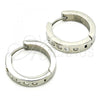 Stainless Steel Huggie Hoop, with White Crystal, Polished, Steel Finish, 02.216.0064.1.20