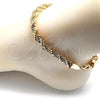 Oro Laminado Basic Anklet, Gold Filled Style Rope Design, Polished, Golden Finish, 04.213.0207.10