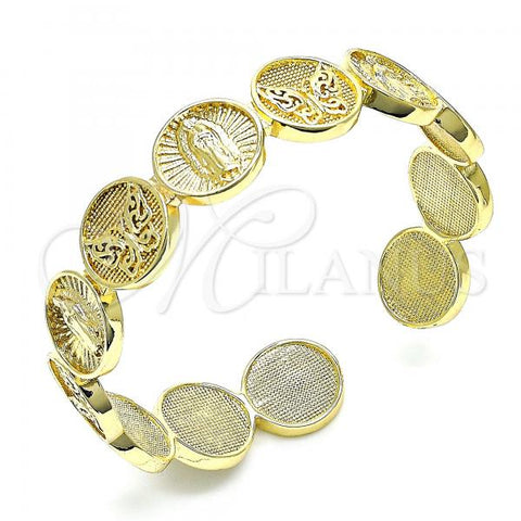 Oro Laminado Individual Bangle, Gold Filled Style Butterfly and Guadalupe Design, Polished, Golden Finish, 07.253.0016