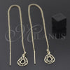 Oro Laminado Threader Earring, Gold Filled Style Greek Key Design, Golden Finish, 5.115.008