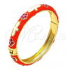 Oro Laminado Individual Bangle, Gold Filled Style Flower Design, Orange Enamel Finish, Golden Finish, 07.246.0002.2.02 (08 MM Thickness, Size 2 - 1.75 Diameter)