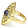 Oro Laminado Multi Stone Ring, Gold Filled Style with Violet and White Crystal, Polished, Golden Finish, 01.160.0001.08 (Size 8)